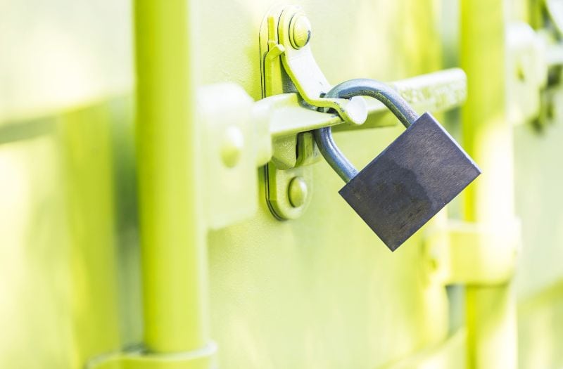 storage unit with a padlock